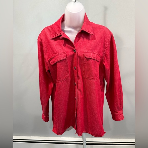 Liz Claiborne Red Button-Up Shirt Jacket Size M - Picture 5 of 7
